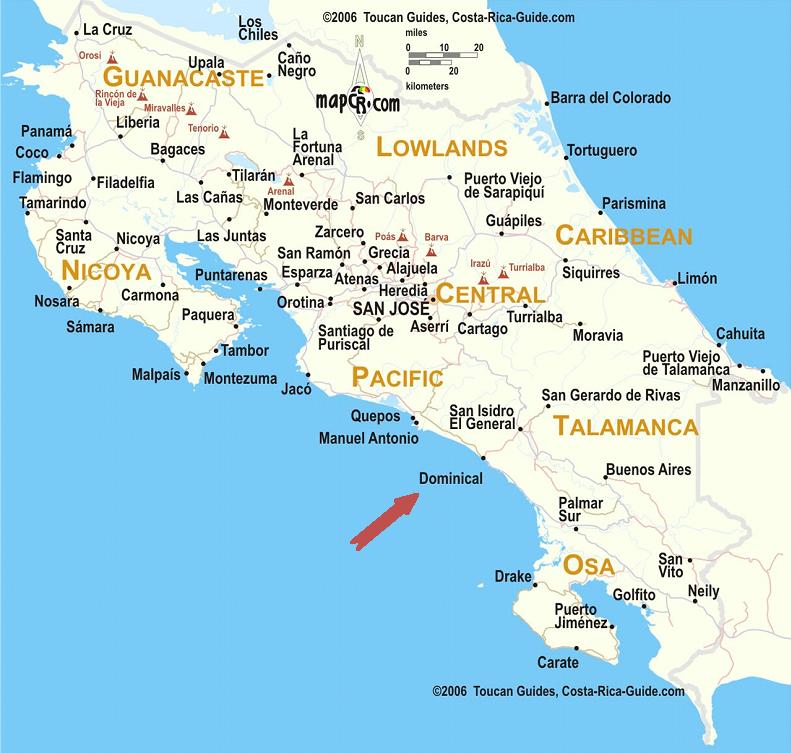Map Of Costa Rica Airports. Map of Dominical Costa Rica