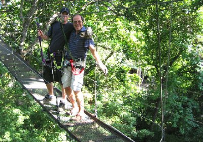 Suspension bridge at the zip line canopy tour