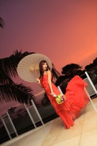 Sunset Bride at Manuel Antonio Wedding