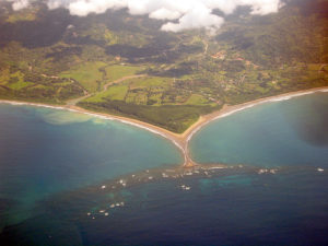 Playa Dominical famous whale tale arial picture in Costa Rica