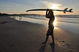 Costa Rica surf with beautiful sunsets