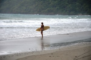Beautiful Manuel Antonio beach a popular spot for surfing at all levels