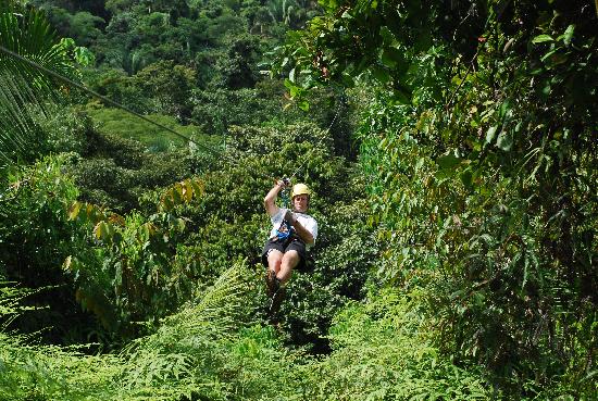 Ziplining in the jungle canopy in the rainforest of Manuel Antonio