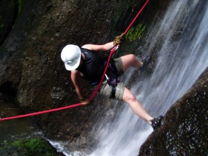 Watefall rappelling off-road experience in the rainforest of Costa Rica