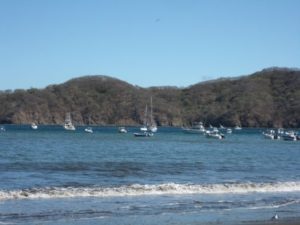 Playa Hermosa and all the sail boats ready for fishing and activities in Costa Rica