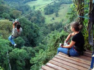 Platform from zip line canopy tour in Costa Rica