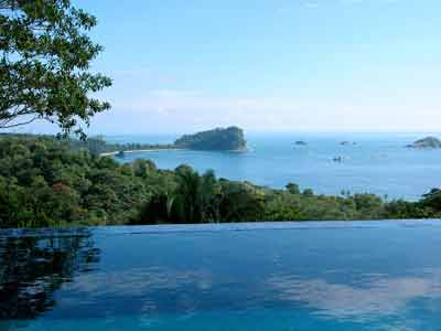 Manuel Antonio National Park seen from the pool of one of our luxury vacation villas