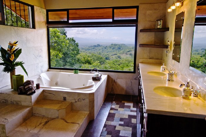 Start your day enjoying a relaxing soak in the jacuzzi tub with spectacular views of Manuel Antonio National Park.